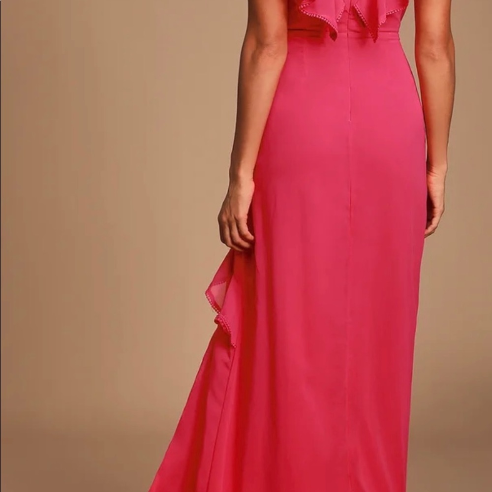Pink Ruffled Maxi Dress - Picture 3 of 5